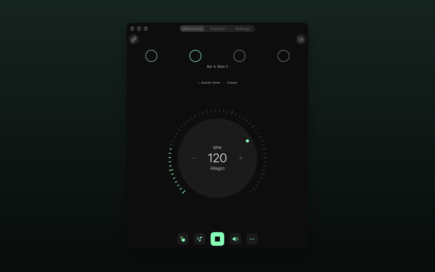 Makonome metronome window on Mac